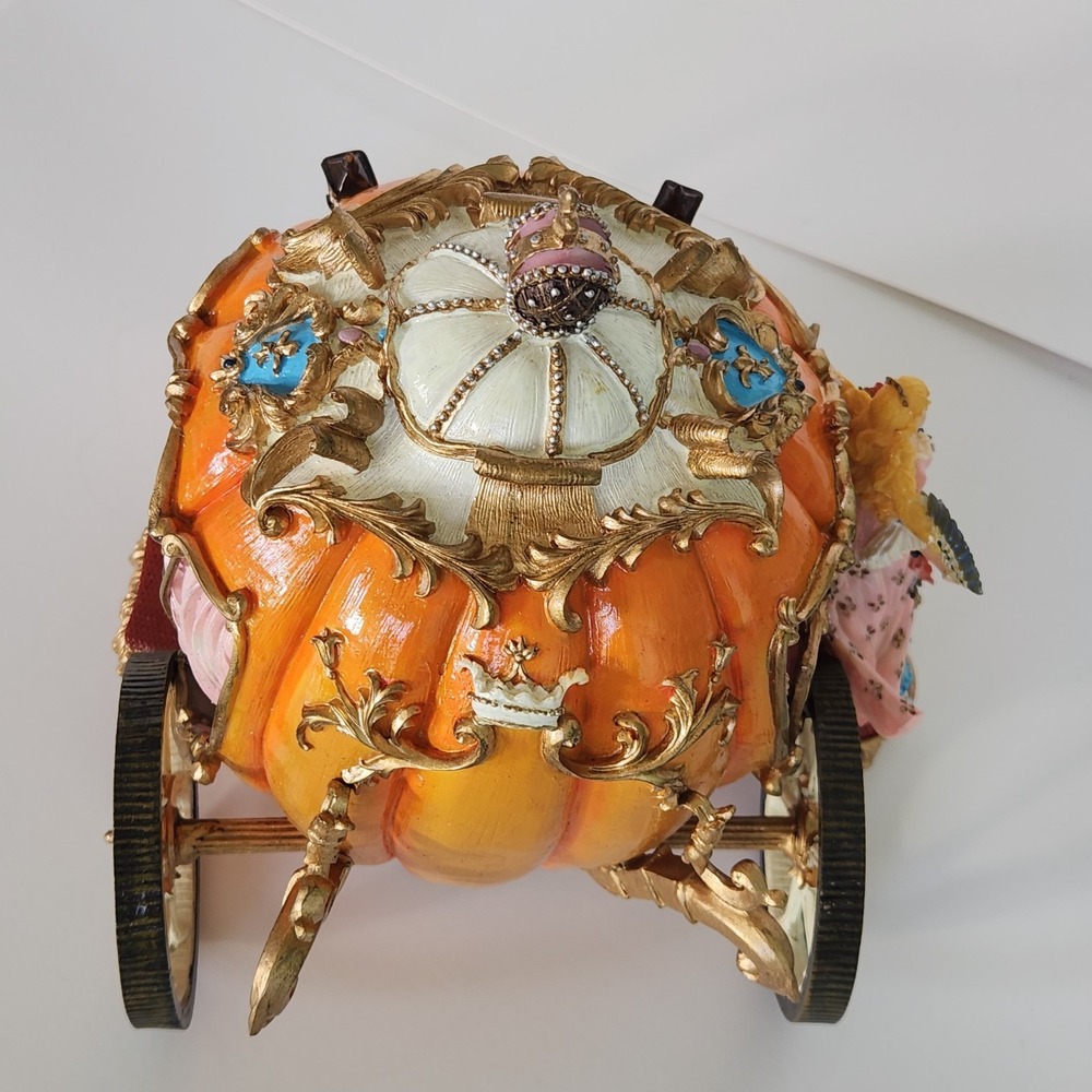 Fitz & Floyd Cinderella Musical Carriage Figurine Pumpkin Coach Swan Lake w/ Box - Picture 10 of 14
